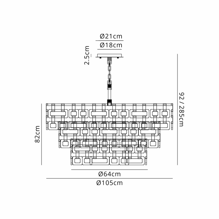 Idolite Duskie 100cm 3 Tier Matt Gold Pendant Light Complete With Clear Glass