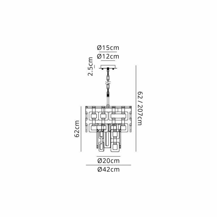 Idolite Duskie 41cm 2 Tier Satin Nickel Pendant Light Complete With Clear Glass
