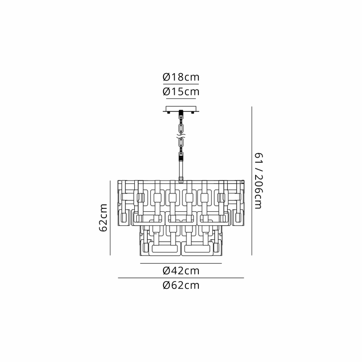 Idolite Duskie 63cm 2 Tier Matt Gold Pendant Light Complete With Clear Glass