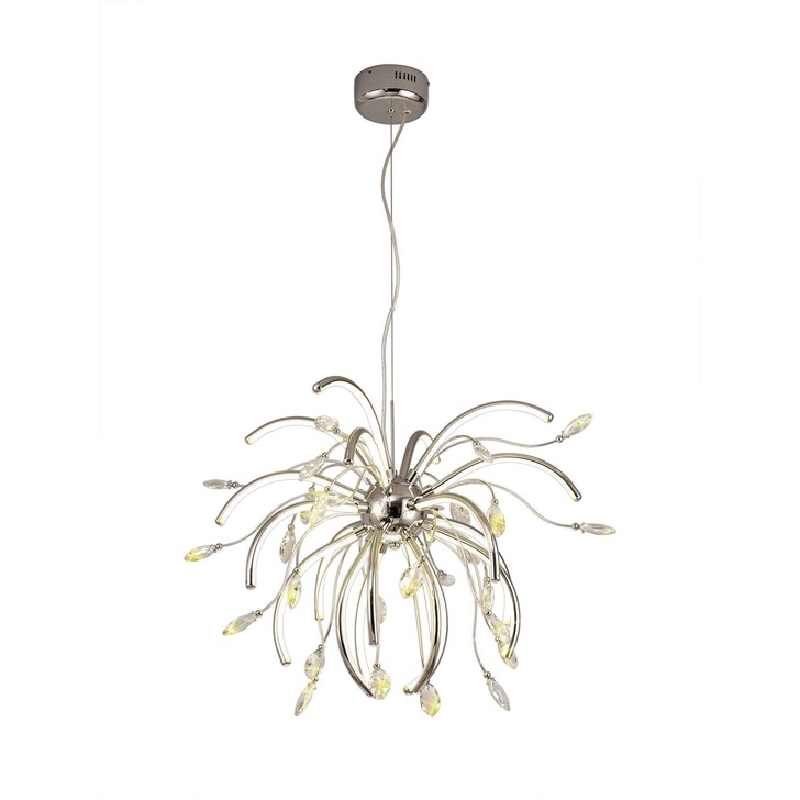 Idolite Eastcote Large Polished Chrome/Opal White Crystal Led Pendant - 3000K