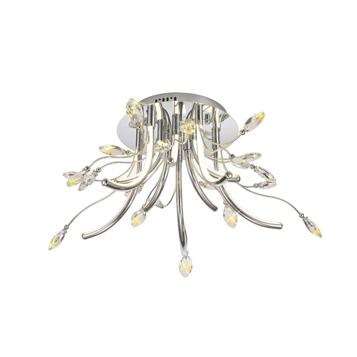 Idolite Eastcote Polished Chrome/Opal Medium Flush Crystal Led Ceiling Light - 3000K