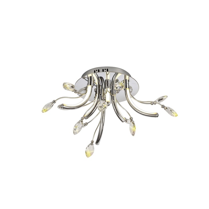 Idolite Eastcote Polished Chrome/Opal Small Flush Crystal Led Ceiling Light - 3000K