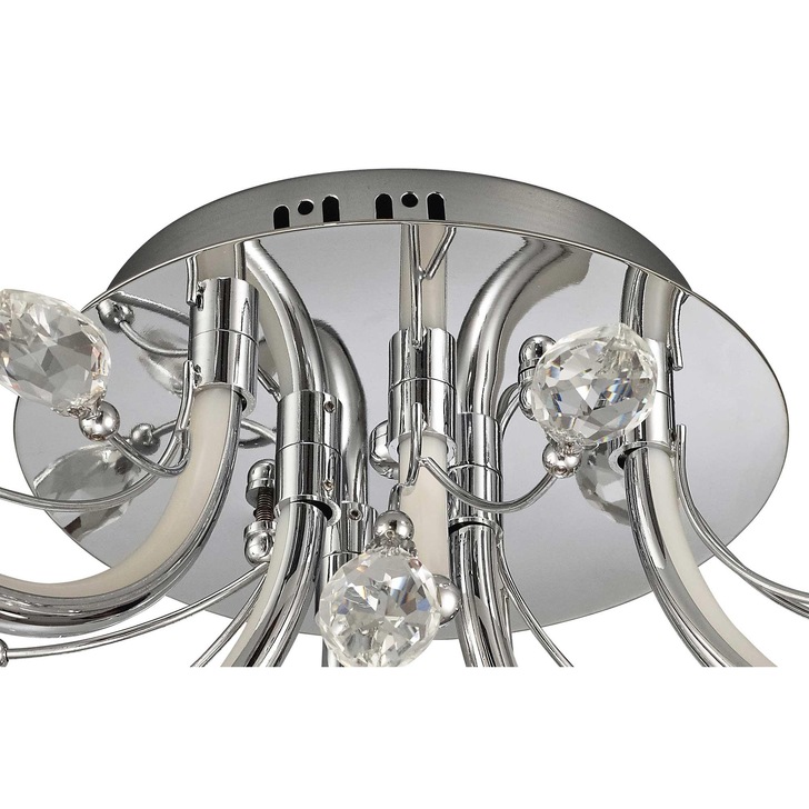 Idolite Eastcote Polished Chrome/Opal Small Flush Crystal Led Ceiling Light - 3000K