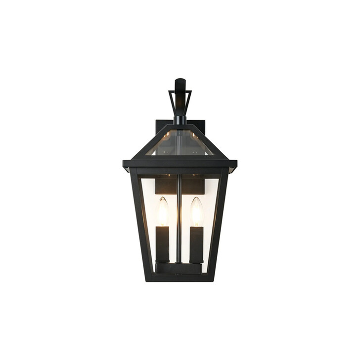 Idolite Eccleshall Square Tapered Black Medium Wall Lantern Complete With Clear Glass - IP54