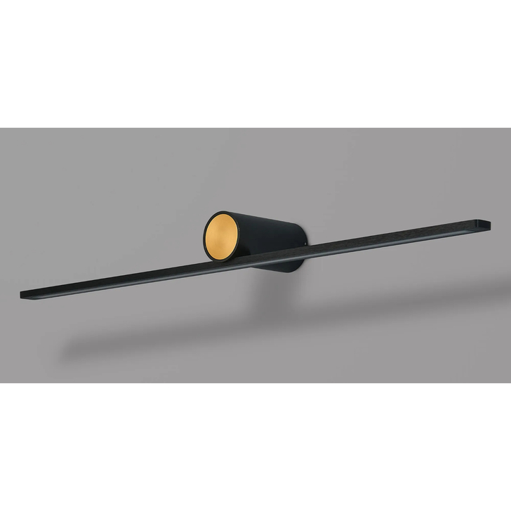 Idolite Ennis Black And Gold Modern Slim Extra Large Led Wall Light - 3000K - IP44