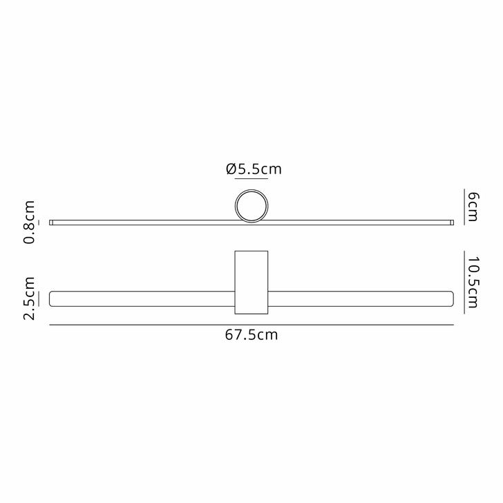 Idolite Ennis Black And Gold Modern Slim Extra Large Led Wall Light - 3000K - IP44