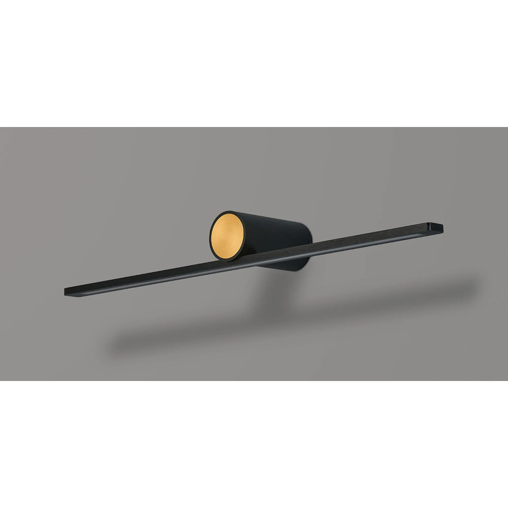 Idolite Ennis Black And Gold Modern Slim Large Led Wall Light - 3000K - IP44