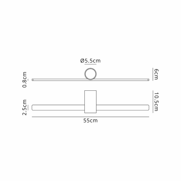 Idolite Ennis Black And Gold Modern Slim Large Led Wall Light - 3000K - IP44