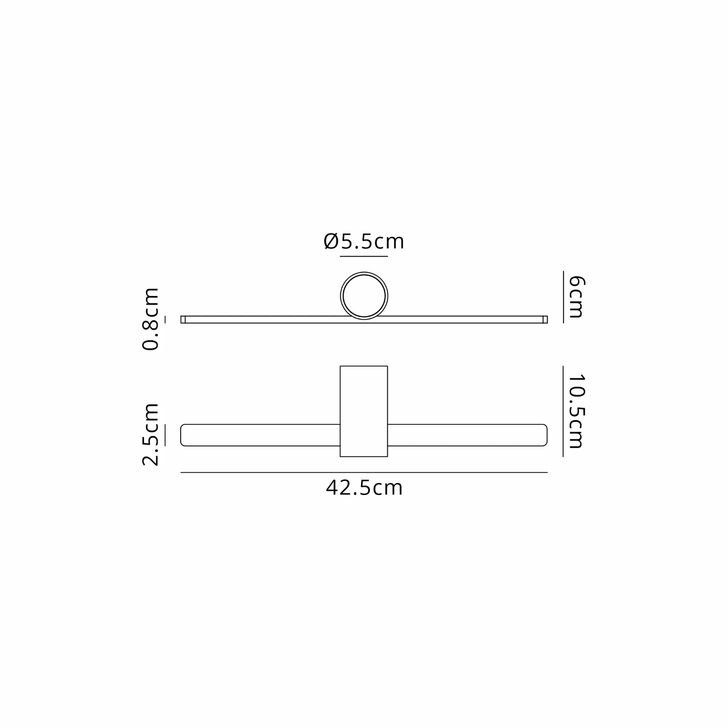 Idolite Ennis Black And Gold Modern Slim Medium Led Wall Light - 3000K - IP44