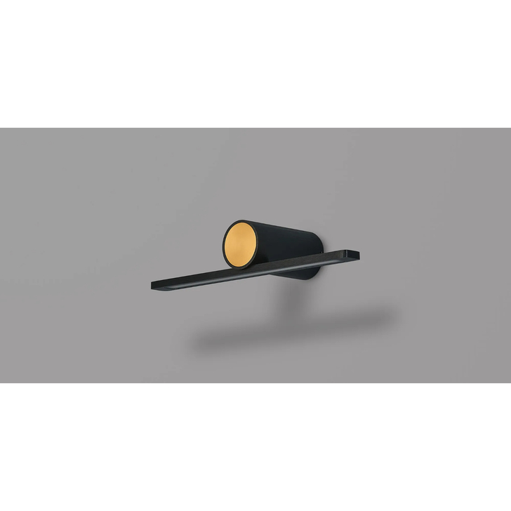 Idolite Ennis Black And Gold Modern Slim Small Led Wall Light - 3000K - IP44
