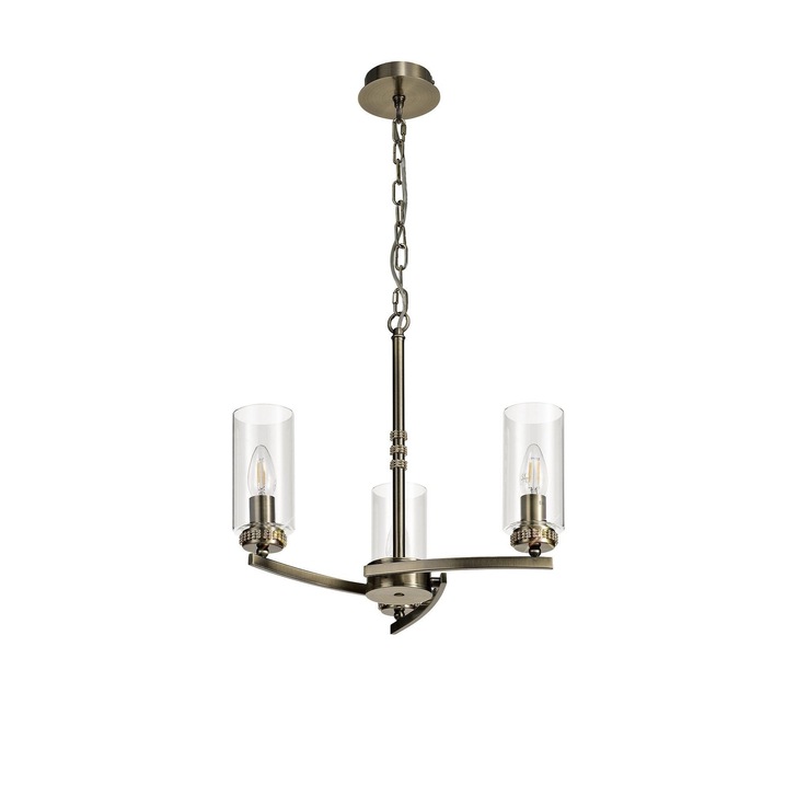 Idolite Euston Antique Brass 3 Light Chandelier