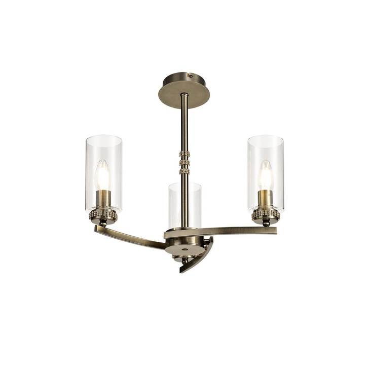 Idolite Euston Antique Brass 3 Light Chandelier