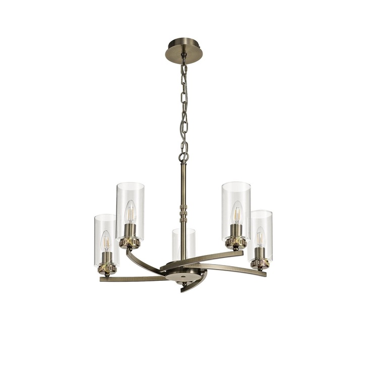 Idolite Euston Antique Brass 5 Light Chandelier