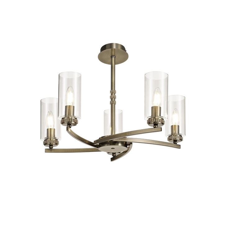 Idolite Euston Antique Brass 5 Light Chandelier