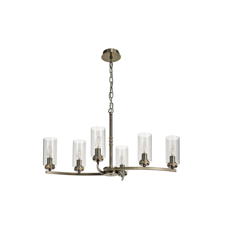 Idolite Euston Antique Brass 6 Light Linear Pendant