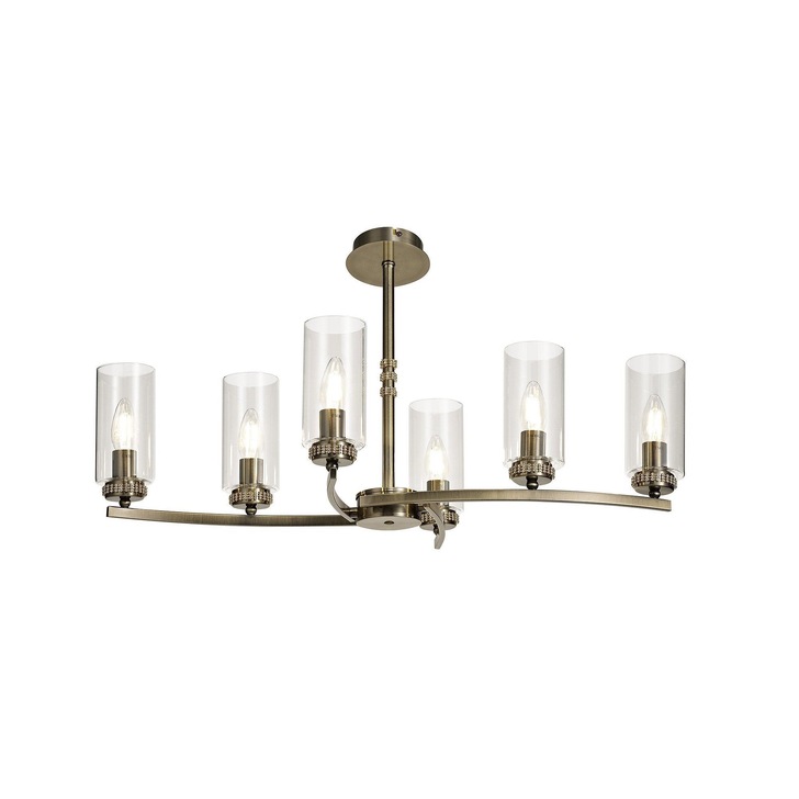 Idolite Euston Antique Brass 6 Light Linear Pendant