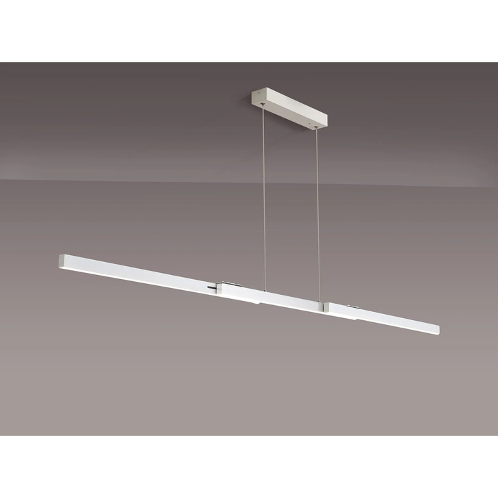 Idolite Ezra Extendable Linear Pendant : 40W LED: Remote Control CCT Tuneable White 3000K-6000K: Sand White/Aluminium