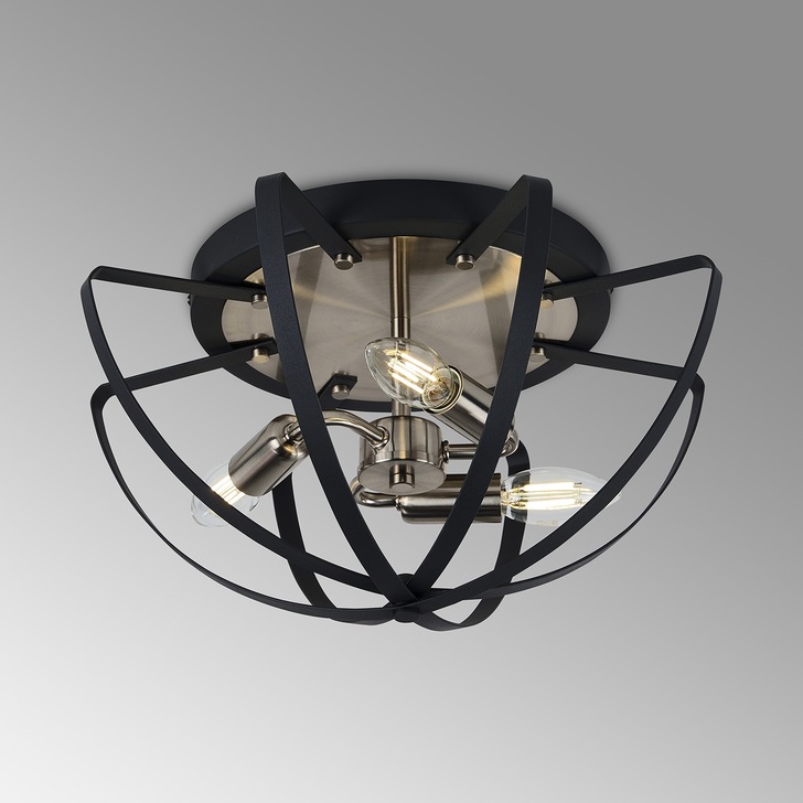 Idolite Genesis 3 Light Anthracite And Silver Flush Ceiling Light