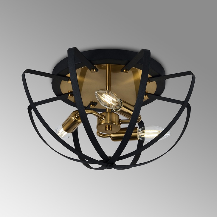 Idolite Genesis 3 Light Black And Gold Flush Ceiling Light