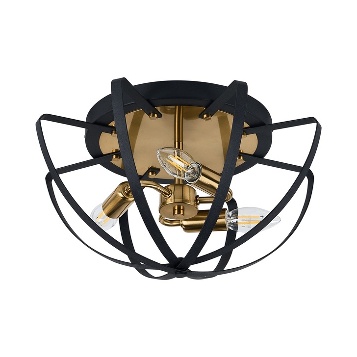 Idolite Genesis 3 Light Black And Gold Flush Ceiling Light