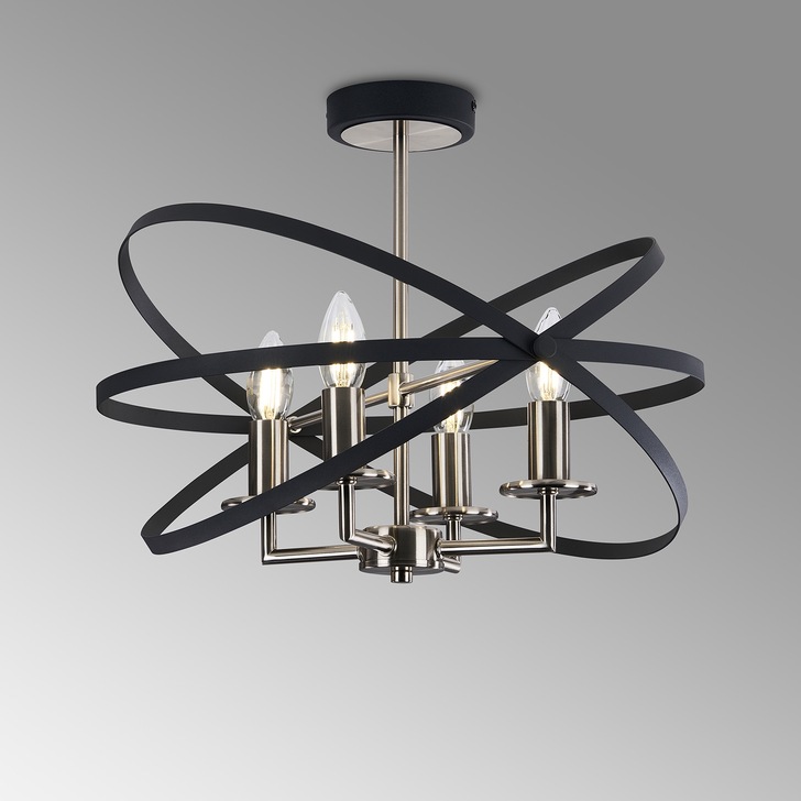 Idolite Genesis 4 Light Anthracite And Silver Semi-Flush Orb Ceiling Light