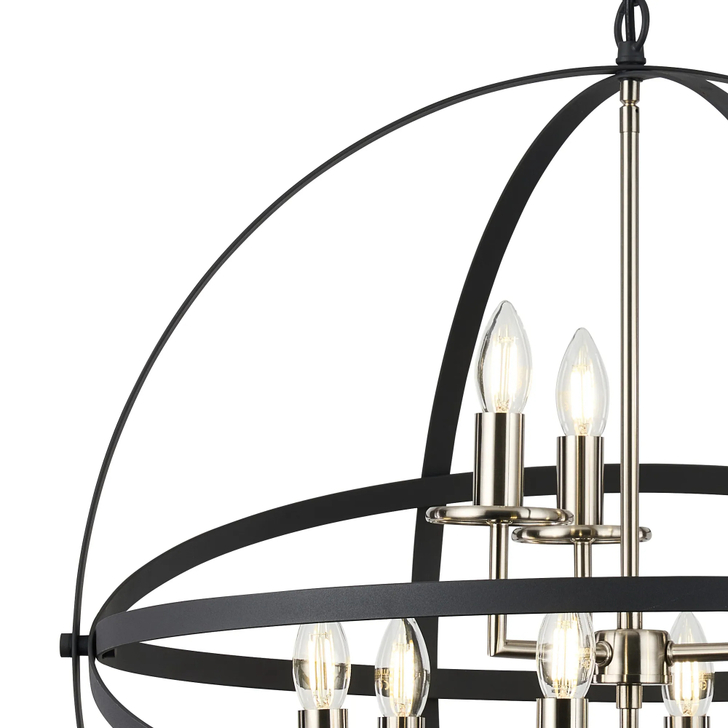 Idolite Genesis Anthracite And Satin Nickel 9 Light Two Tier Extra Large Orb Pendant