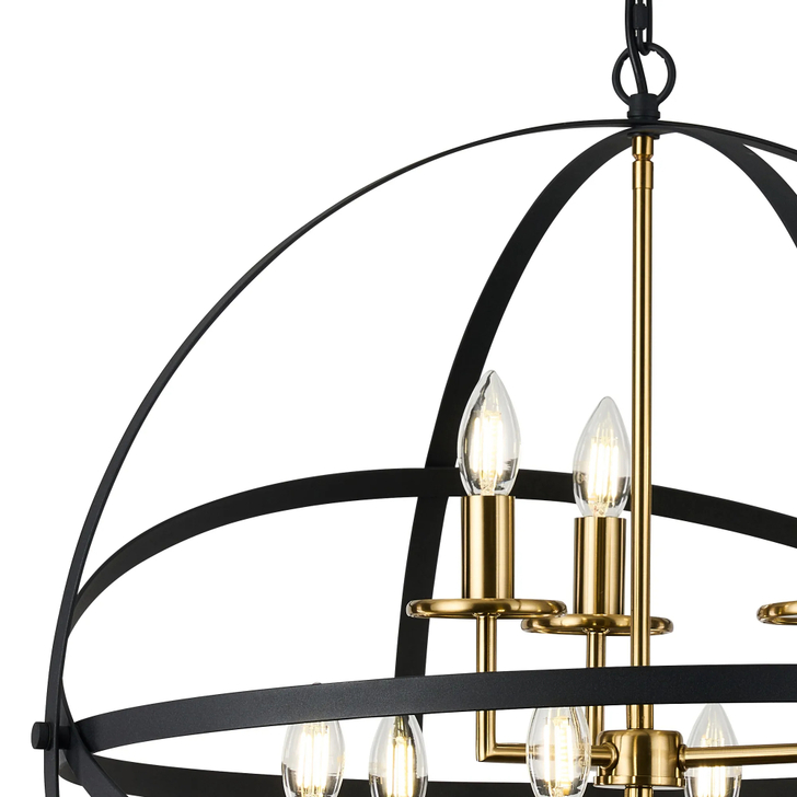 Idolite Genesis Black And Gold 9 Light Two Tier Extra Large Orb Pendant