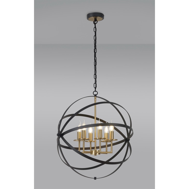 Idolite Genesis Black & Gold Finish 6 Light Orb Pendant