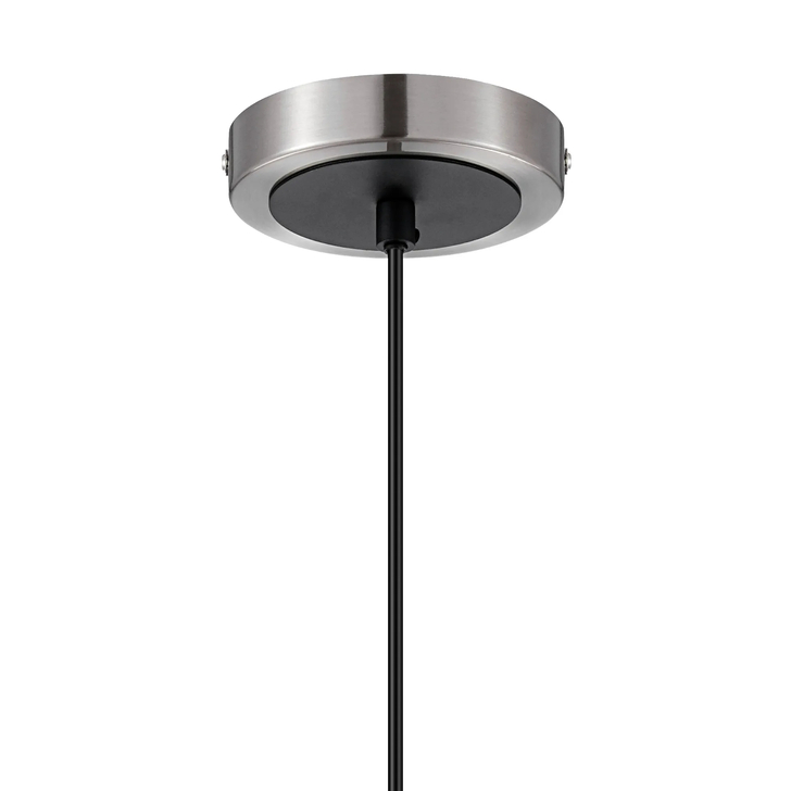 Idolite Haughton IP 1.3m Pendant, 1 Light E14 IP44 With 15cm Round Double Textured Smooth/Ribbed Glass Shade, Satin Nickel, Smoke Plated & Satin Black