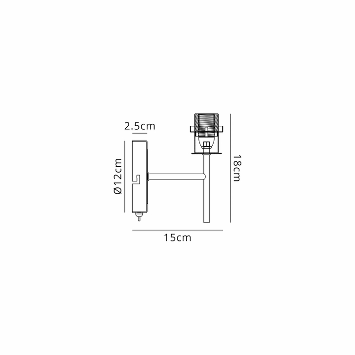 Idolite Haughton IP Wall Light Switched (FRAME ONLY), 1 x E14, Satin Nickel/Satin Black