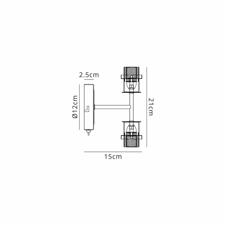 Idolite Haughton IP Wall Light Switched (FRAME ONLY), 2 x E14, Satin Nickel/Satin Black
