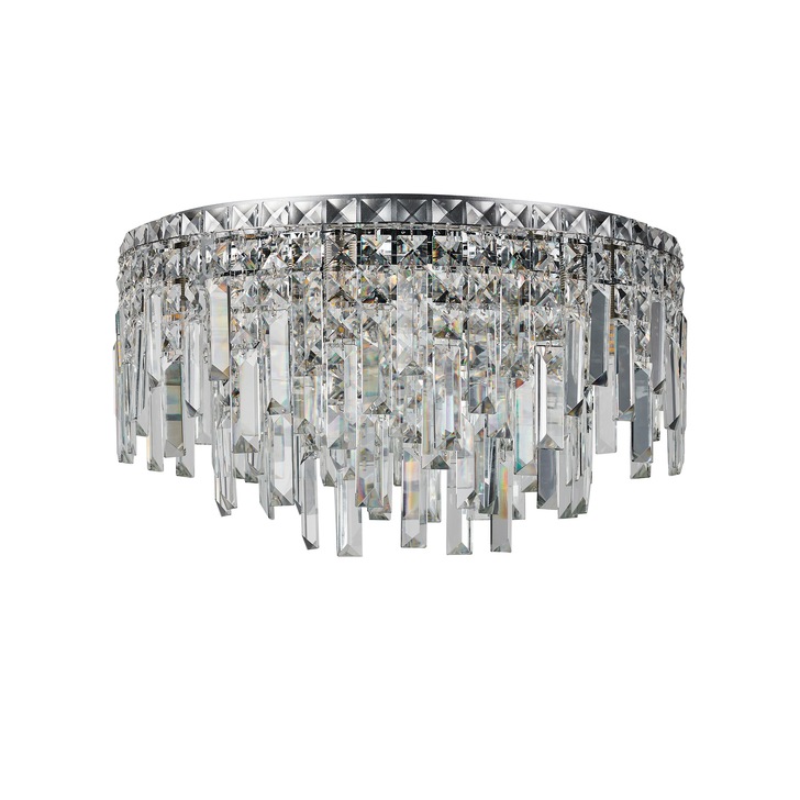 Idolite Hayes Polished Chrome 9 Light Flush Crystal Bathroom Ceiling Light - IP44