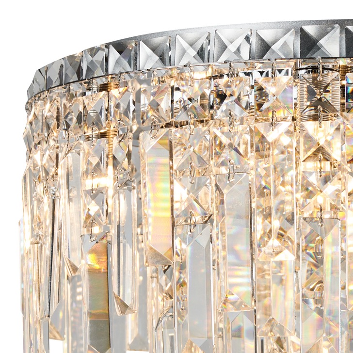 Idolite Hayes Polished Chrome 9 Light Flush Crystal Bathroom Ceiling Light - IP44