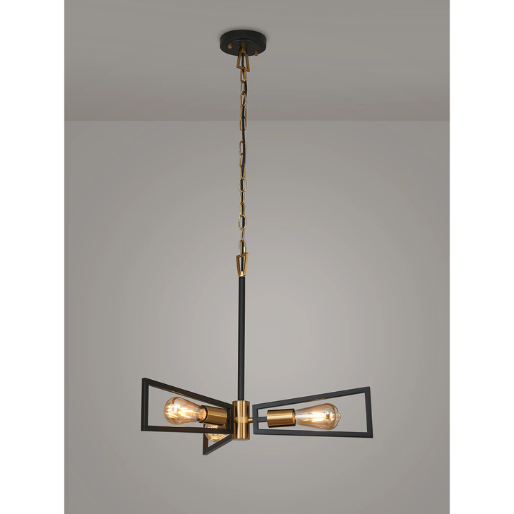 Idolite Helm Gold & Satin Black 3 Light Pendant