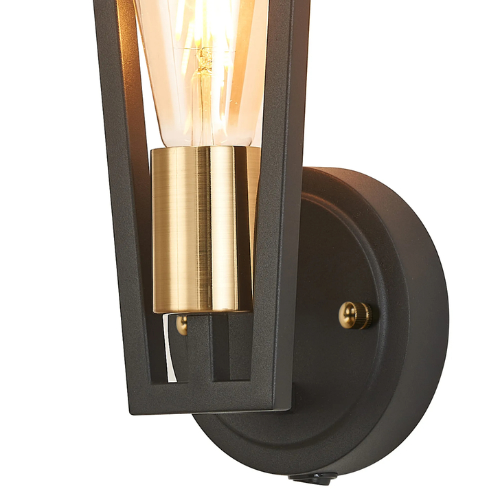 Idolite Helm Gold & Satin Black Single Wall Light