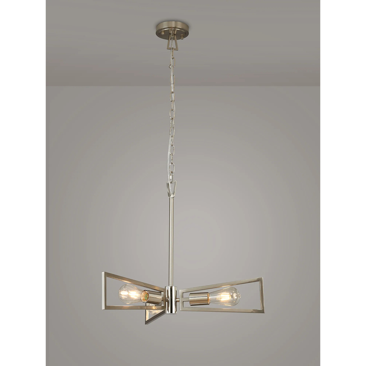 Idolite Helm Satin Nickel & Polished Nickel 3 Light Pendant
