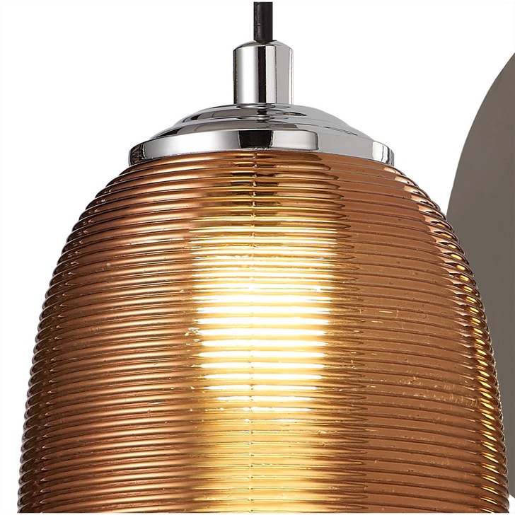 Idolite Hengduan Polished Chrome/Black Single LED Wall Light Complete With Copper Glass - 4000K