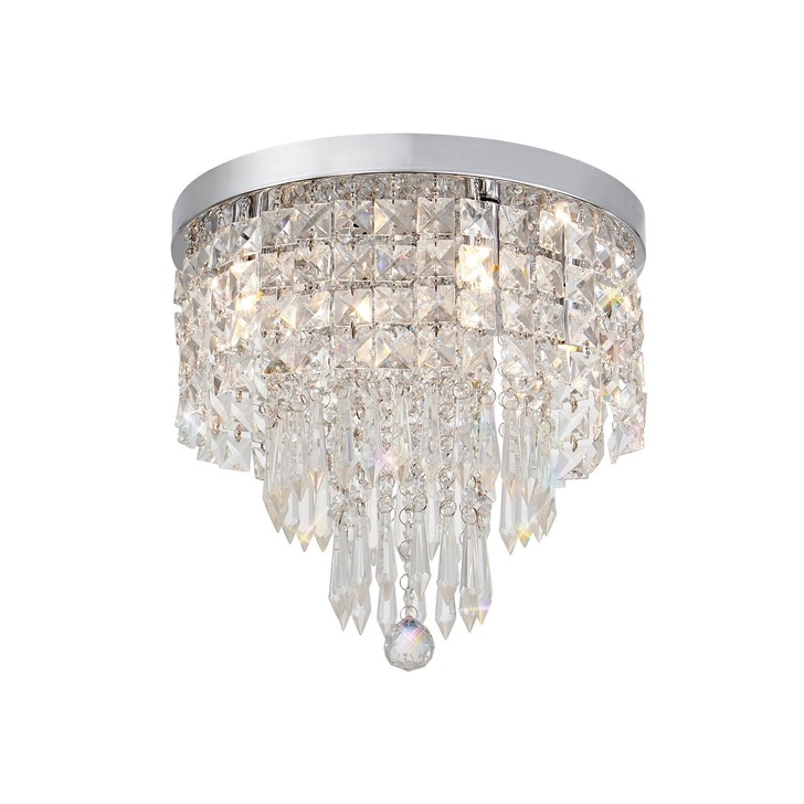 Idolite Holborn Polished Chrome Flush Crystal Ceiling Light