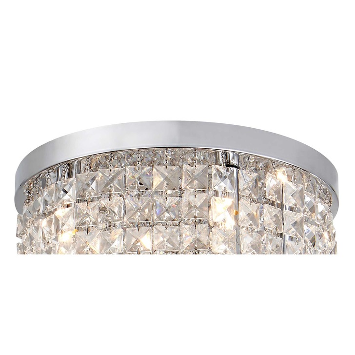 Idolite Holborn Polished Chrome Flush Crystal Ceiling Light