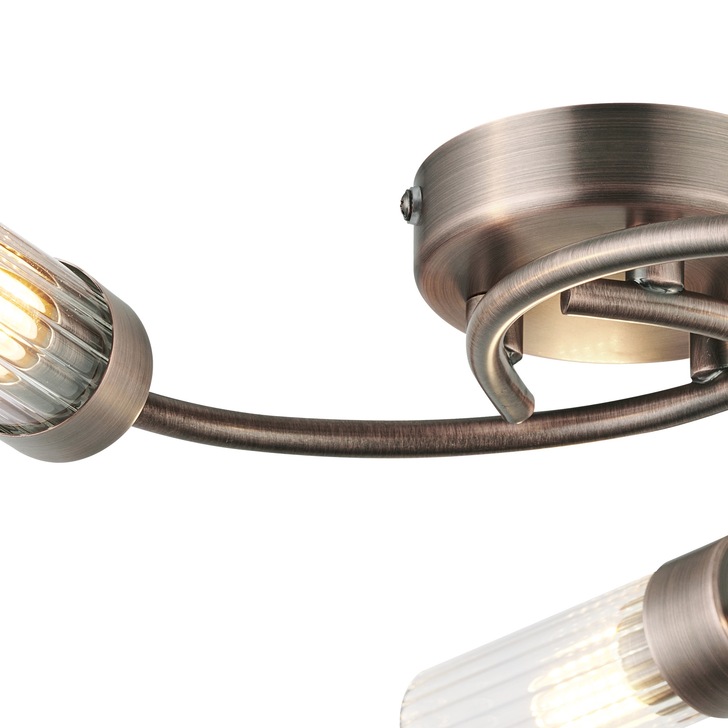 Idolite Holgate Flush 3 Light Bathroom Ceiling Light In Bronze Complete With Clear Glasses - IP44