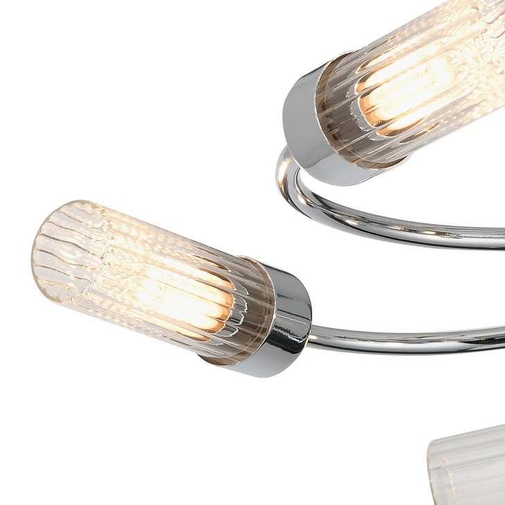 Idolite Holgate Flush 5 Light Bathroom Ceiling Light In Polished Chrome Complete With Clear Glasses - IP44