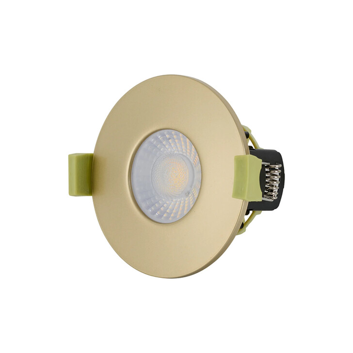 Idolite Imre 4/6/8W: Triac Dimmable 4CCT LED Fire Rated Downlight: Champagne Gold Fascia: Cut Out: 70mm: 400/600/800lm: 60 Deg: IP65 DRIVER INC 5yrs Wrnty