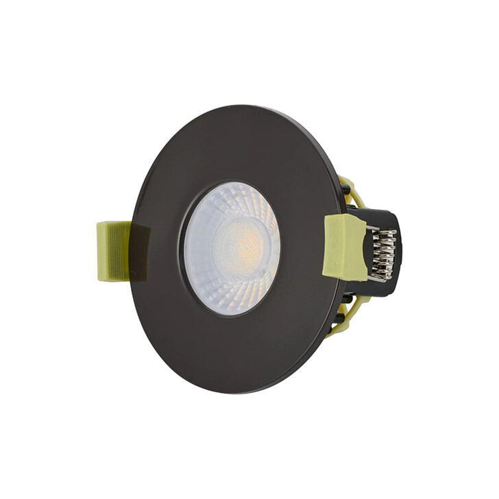 Idolite Imre 4/6/8W: Triac Dimmable 4CCT LED Fire Rated Downlight: Dark Brown Fascia: Cut Out: 70mm: 400/600/800lm: 60 Deg: IP65 DRIVER INC. 5yrs Wrnty