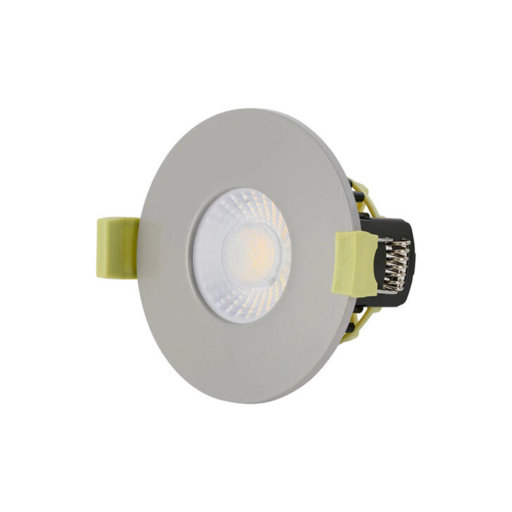 Idolite Imre 4/6/8W: Triac Dimmable 4CCT LED Fire Rated Downlight: Light Grey Fascia: Cut Out: 70mm: 400/600/800lm: 60 Deg: IP65 DRIVER INC. 5yrs Wrnty