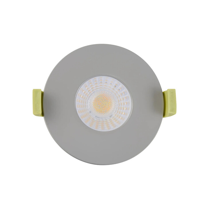 Idolite Imre 4/6/8W: Triac Dimmable 4CCT LED Fire Rated Downlight: Light Grey Fascia: Cut Out: 70mm: 400/600/800lm: 60 Deg: IP65 DRIVER INC. 5yrs Wrnty