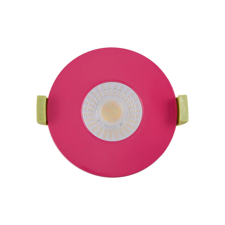 Idolite Imre 4/6/8W: Triac Dimmable 4CCT LED Fire Rated Downlight: Pink Fascia: Cut Out: 70mm: 400/600/800lm: 60 Deg: IP65 DRIVER INC. 5yrs Wrnty