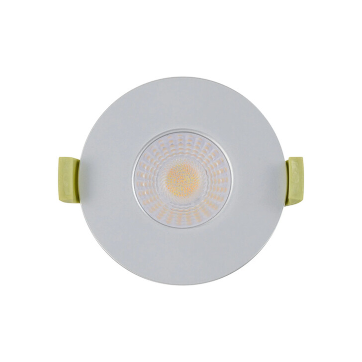 Idolite Imre 4/6/8W: Triac Dimmable 4CCT LED Fire Rated Downlight: Platinum Silver Fascia: Cut Out: 70mm: 400/600/800lm 60 Deg: IP65 DRIVER INC 5yrs Wrnty