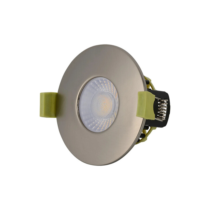 Idolite Imre 4/6/8W: Triac Dimmable 4CCT LED Fire Rated Downlight: Satin Nickel Fascia: Cut Out: 70mm: 400/600/800lm: 60 Deg: IP65 DRIVER INC. 5yrs Wrnty