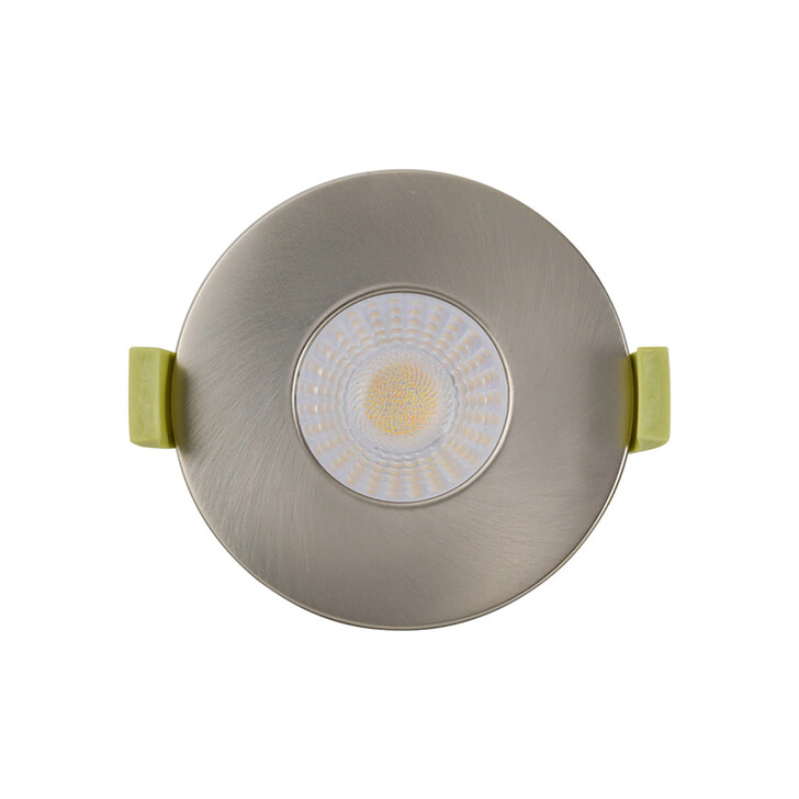 Idolite Imre 4/6/8W: Triac Dimmable 4CCT LED Fire Rated Downlight: Satin Nickel Fascia: Cut Out: 70mm: 400/600/800lm: 60 Deg: IP65 DRIVER INC. 5yrs Wrnty