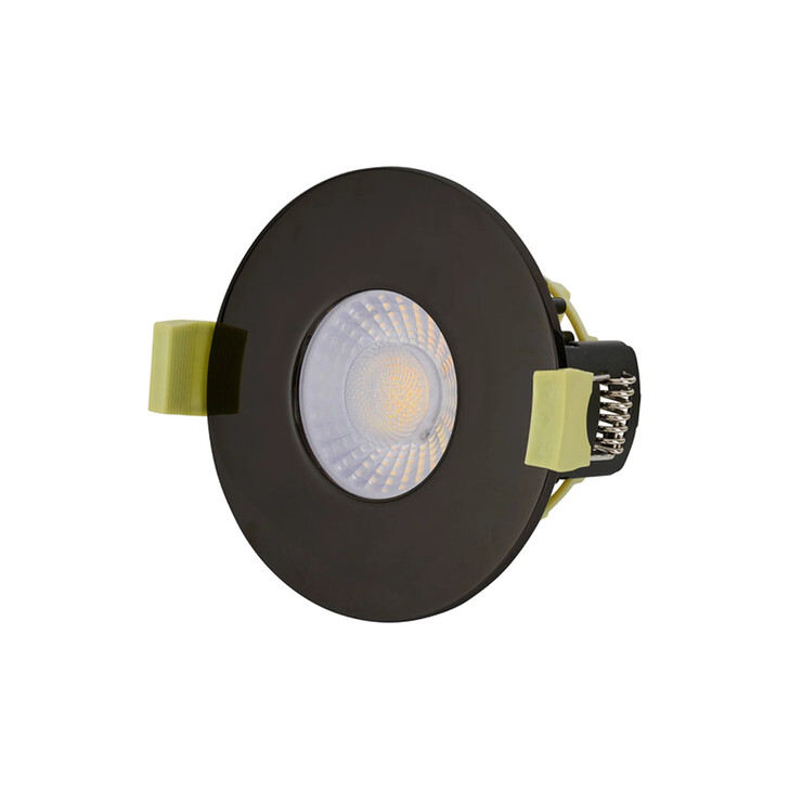 Idolite Imre 4/6/8W: Triac Dimmable 4CCT LED Fire Rated Downlight: With Black Chrome: Cut Out: 70mm: 400/600/800lm: 60 Deg: IP65 DRIVER INC.: 5yrs Wrnty